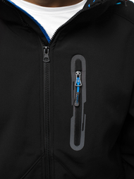 Férfi kapucnis softshell kabát fekete-kék OZONEE GE/12263Z