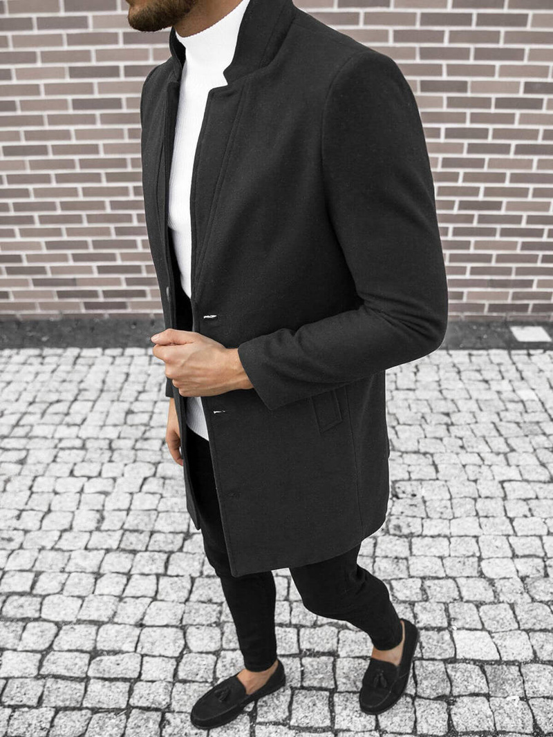 Férfi szövetkabát fekete OZONEE O/5628