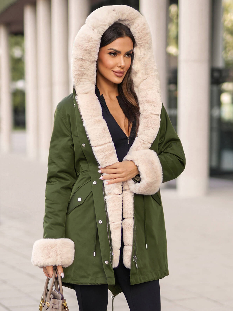 Női téli kabát zöld OZONEE JS/M763/136Z
