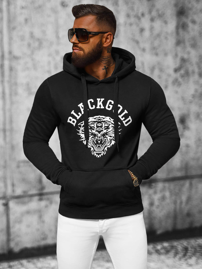 Férfi kapucnis pulóver Fekete OZONEE NB/MF2007