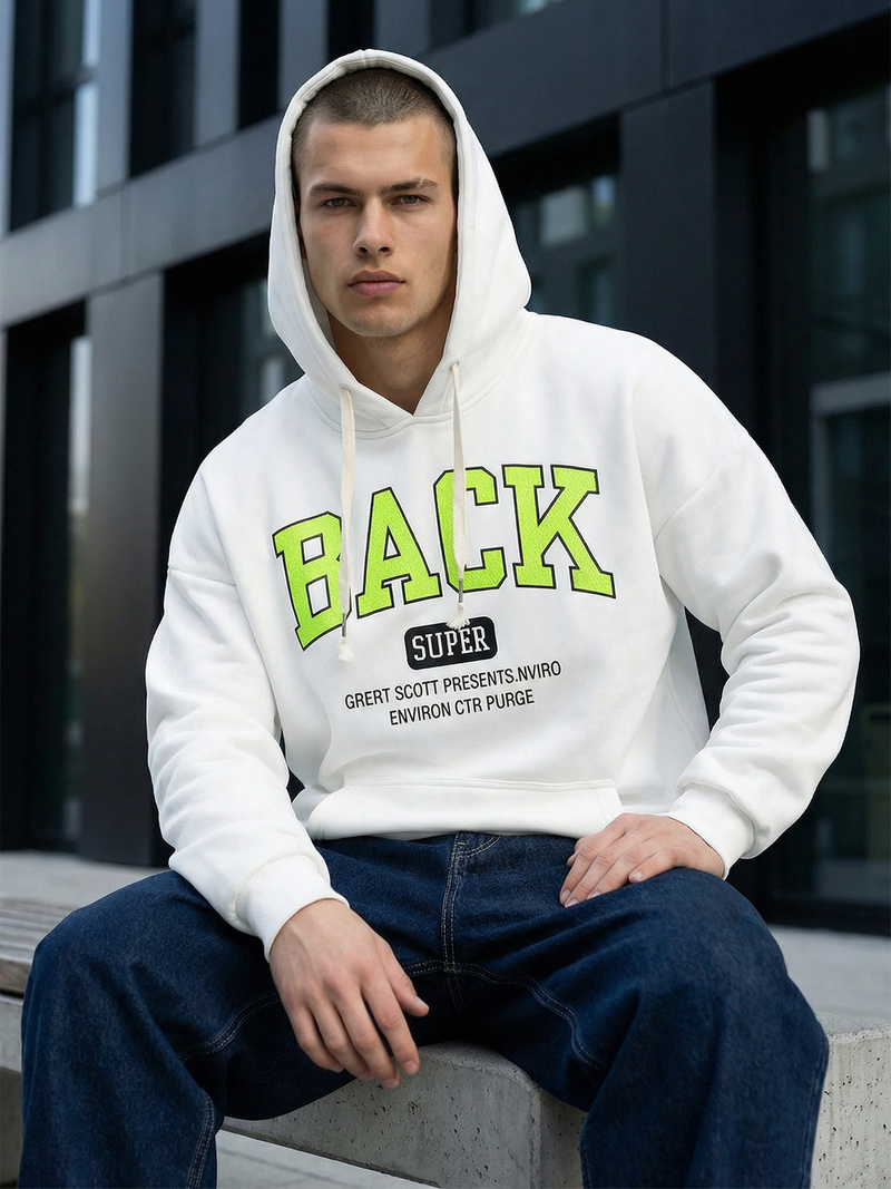 Férfi kapucnis felső fehér OZONEE O/TT30513Z