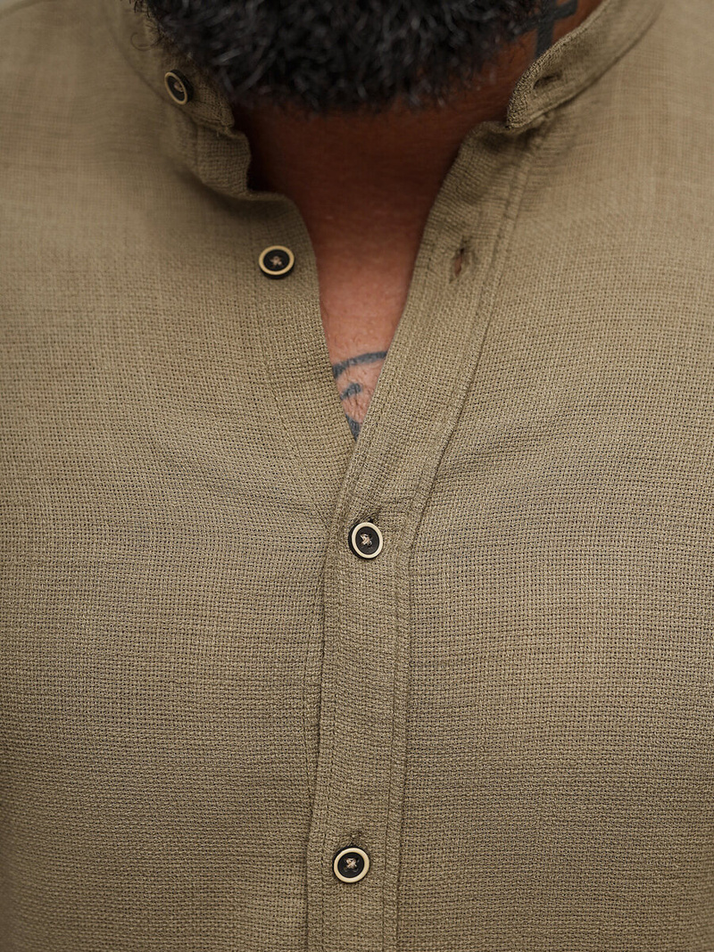 Férfi Ing Sötét-Bézs OZONEE O/V112