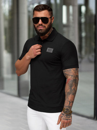 Férfi galléros póló fekete OZONEE NB/MT3124