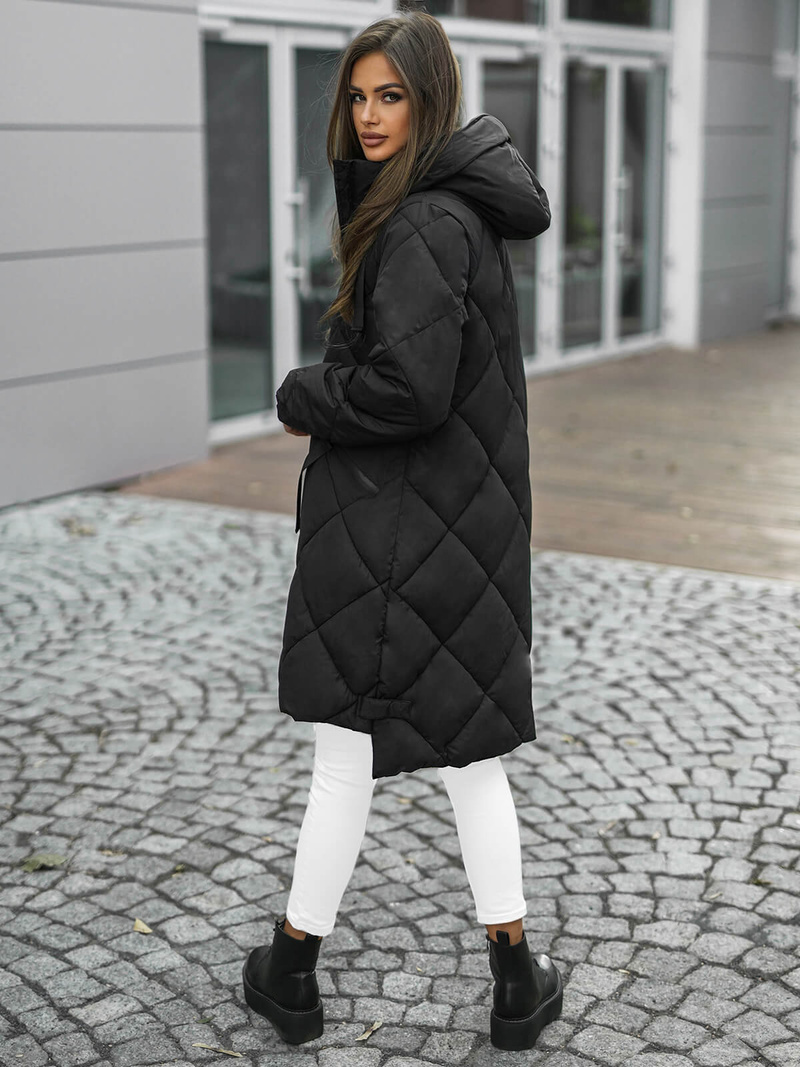 Női téli kabát fekete OZONEE JS/5M3168/392Z
