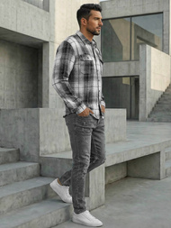 Férfi Ing fekete-fehér OZONEE NB/MC728N/4Z