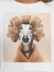 Női polo fehér-bézs OZONEE JS/YJ77726