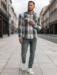 Férfi Ing fekete-fehér OZONEE NB/MC728N/4