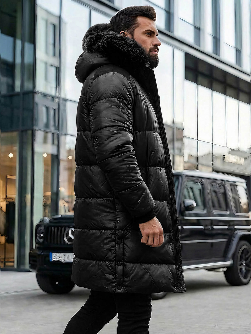 Férfi téli kabát fekete OZONEE O/M800Z