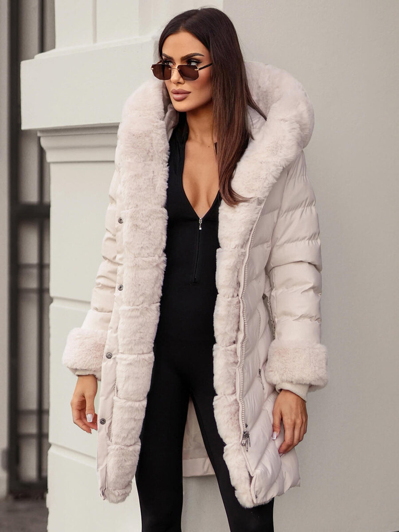 Női téli kabát ekrü OZONEE JS/5M3156/254Z