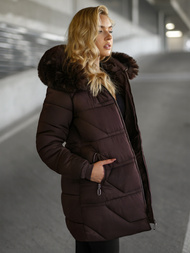 Női téli kabát csokoládé OZONEE JS/16M9275/158