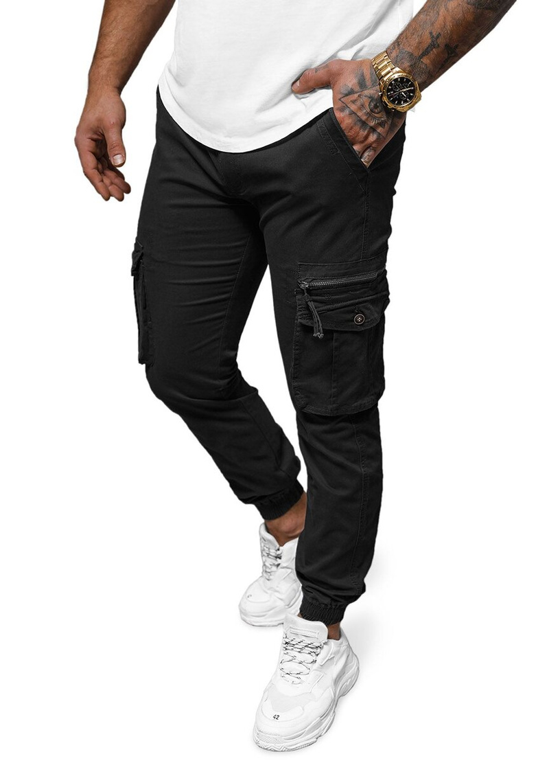 Férfi nadrág chino jogger fekete OZONEE NB/MP0201N