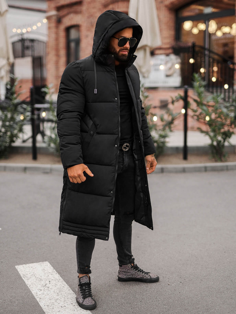 Férfi téli kabát fekete OZONEE JS/19M1290/392