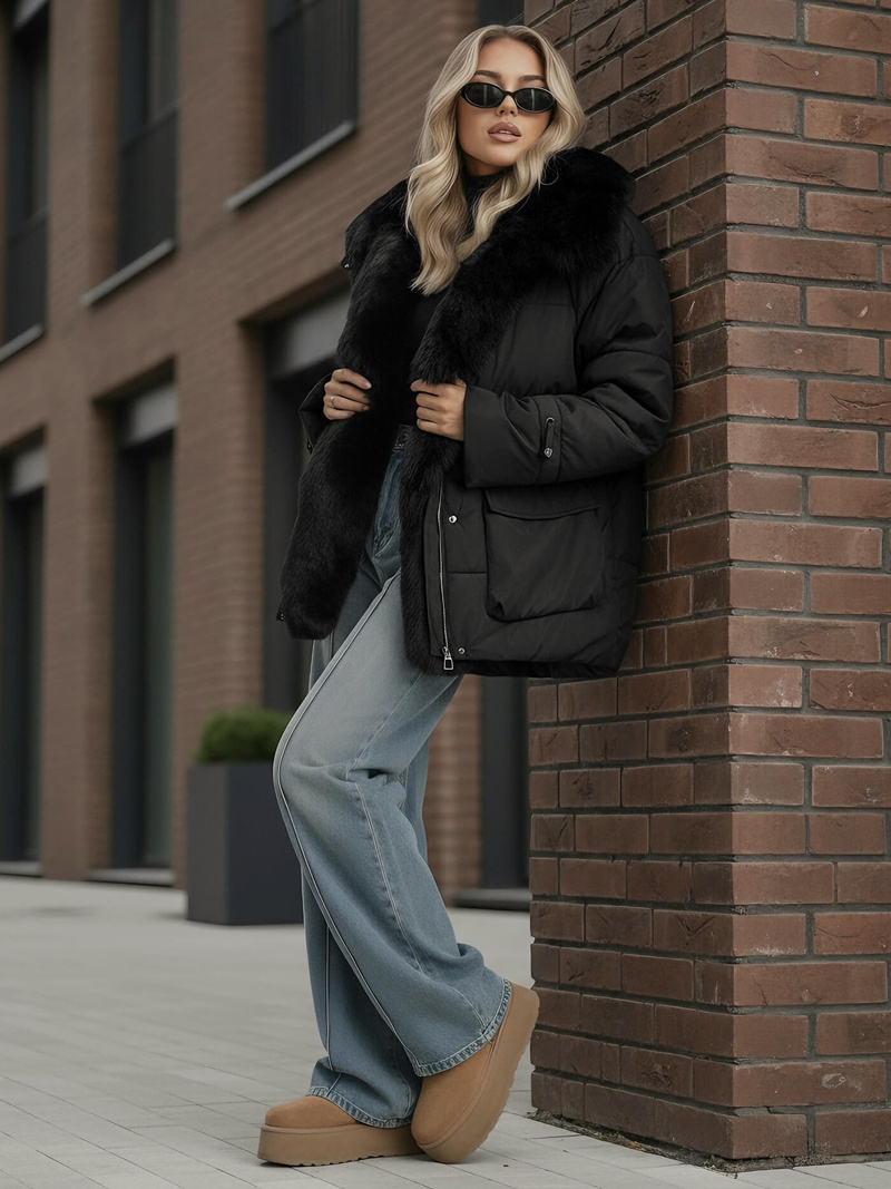 Női téli kabát fekete OZONEE JS/16M9185/392