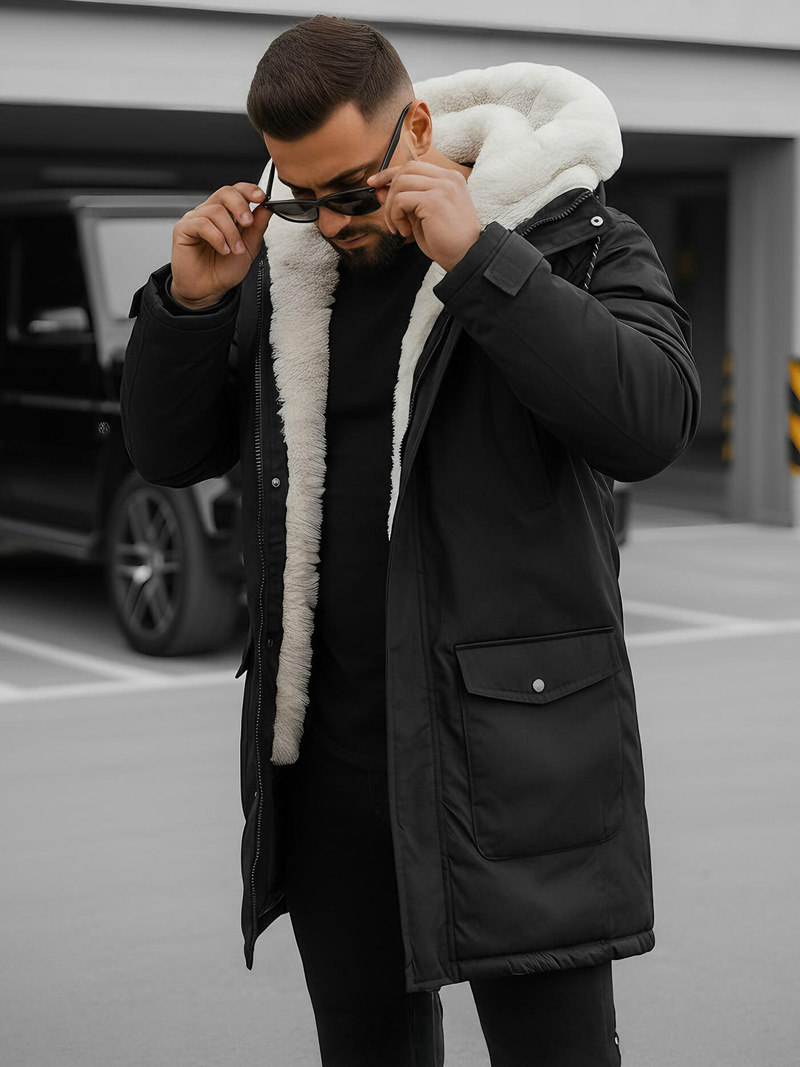 Férfi téli parka kabát fekete OZONEE JS/5M120/392Z