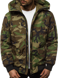 Férfi téli kabát terepmintás-zöld OZONEE JS/2019005