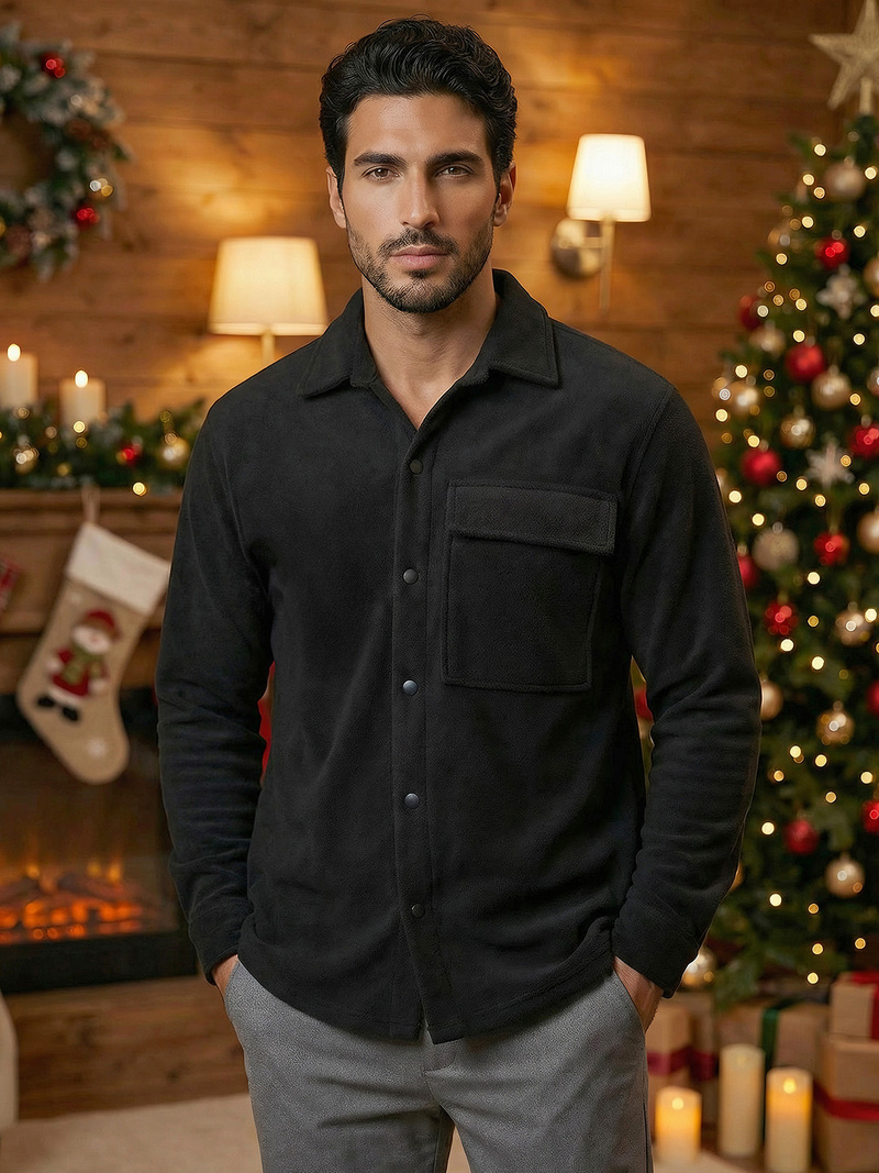 Férfi Ing Fekete OZONEE O/GOM23040Z