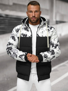 Férfi téli parka kabát fehér–fekete OZONEE JS/31M5030/392