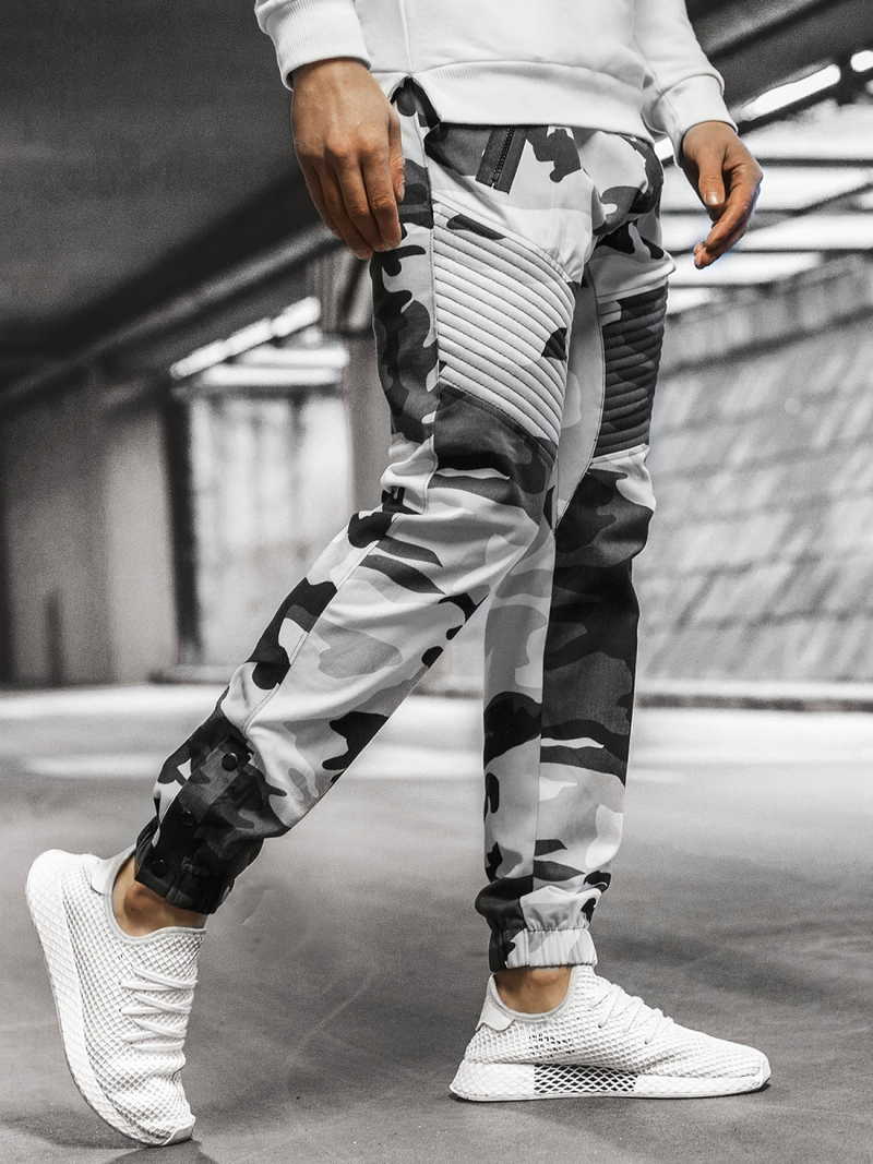 Férfi nadrág színű jogger Fekete-fehér OZONEE A/0952