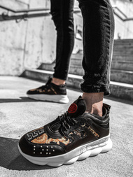 magas sneakersek fekete-bézs OZONEE G/2020