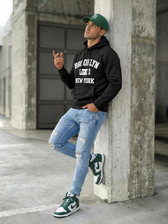 Férfi kapucnis felső fekete OZONEE JS/8B1767/3Z