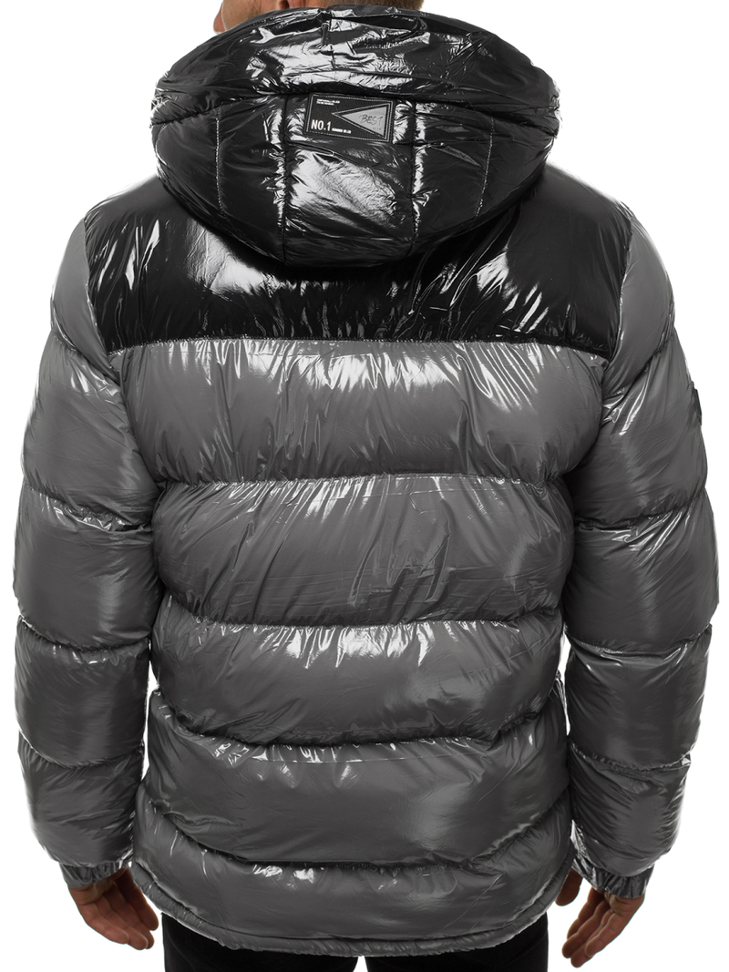 Férfi steppelt téli kabát szürke OZONEE N/6462