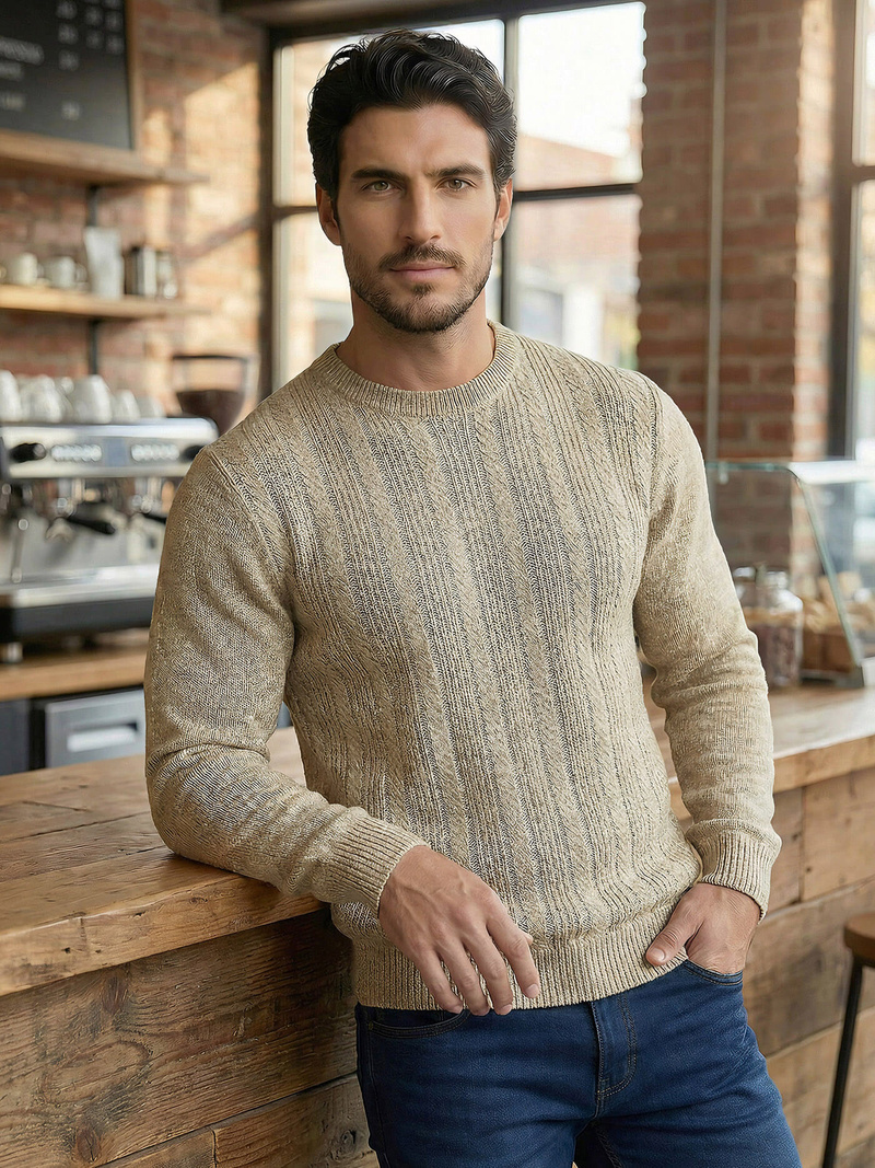 Férfi Pulóver Bézs OZONEE JS/59B3608/155