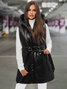 Női hosszú mellény Fekete OZONEE O/DK119/1