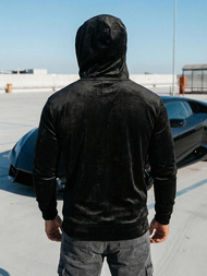 Férfi velúr kapucnis pulóver fekete OZONEE JS/8B1168/3Z