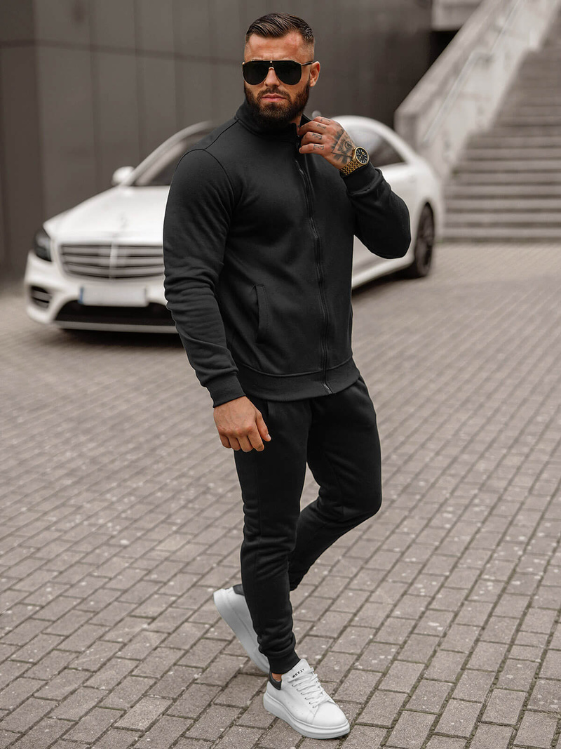 Férfi melegítő együttes fekete OZONEE JS/68C10385/3Z