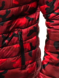 Férfi átmeneti kabát piros-terepmintás OZONEE JS/SM80Z