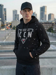 Férfi kapucnis felső fekete OZONEE JS/8B1737/3Z