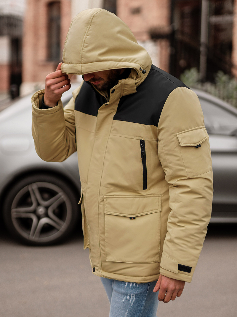 Férfi Steppelt Kabát Bézs OZONEE JS/22M322/62Z