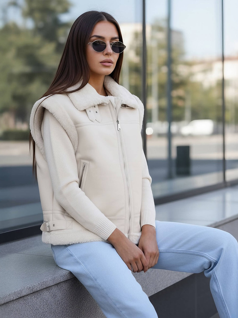 Női mellény bézs OZONEE JS/61M8503/280Z