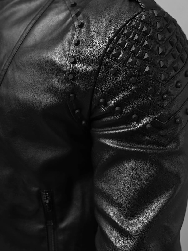 Férfi bőrdzseki fekete OZONEE O/8901