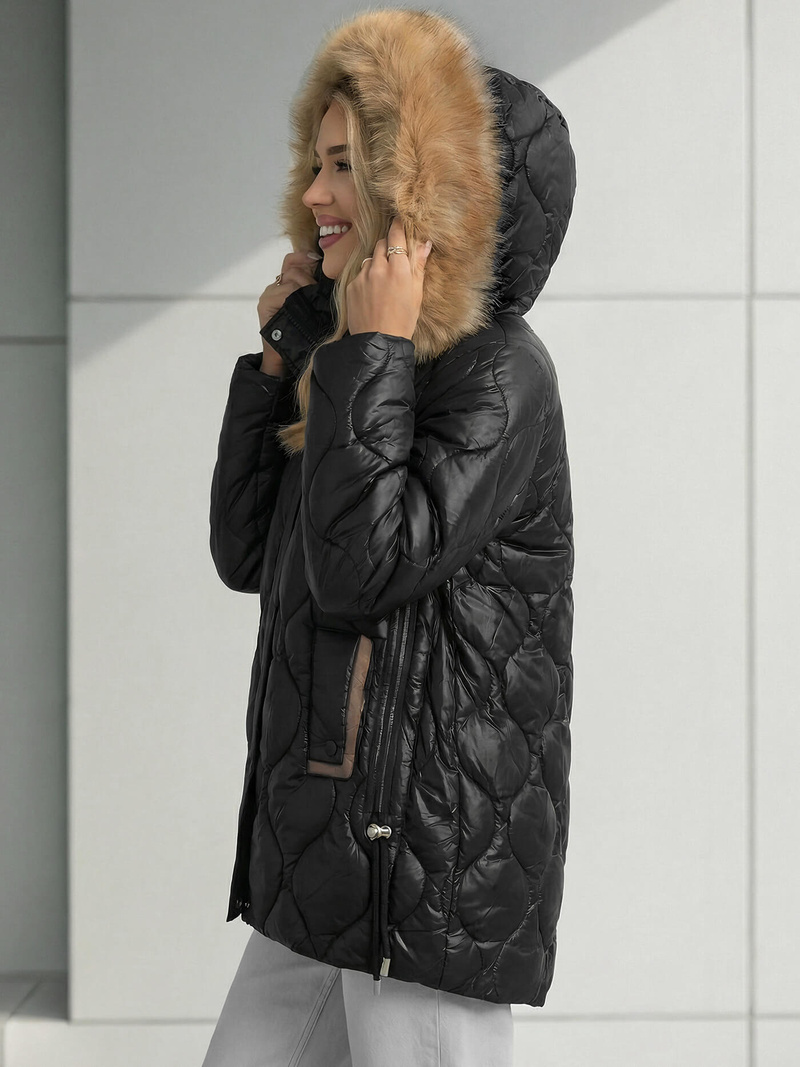 Női téli kabát fekete OZONEE O/5M3226/392Z