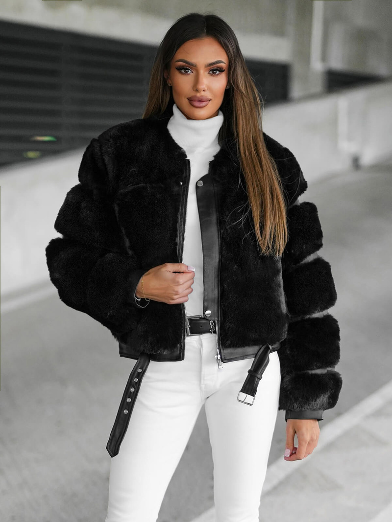 Női téli kabát fekete OZONEE JS/11Z8080Z