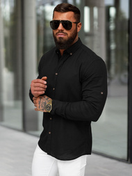 Férfi ing fekete OZONEE O/V144