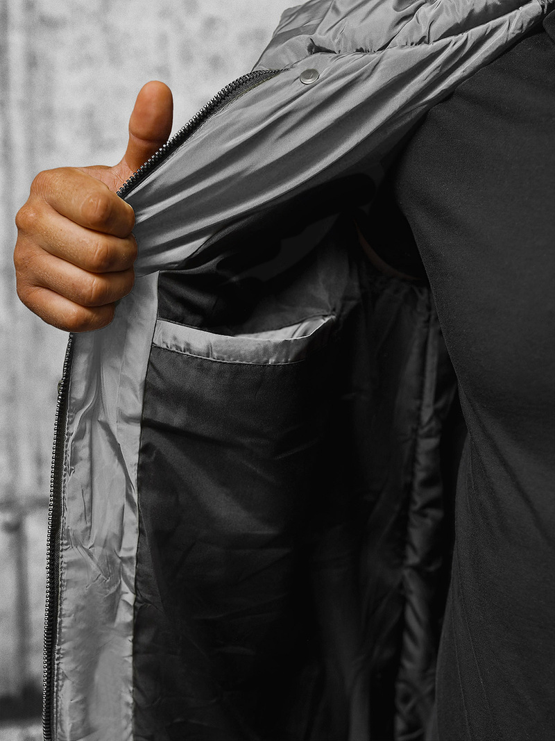 Férfi steppelt Kabát Szürke OZONEE O/M799