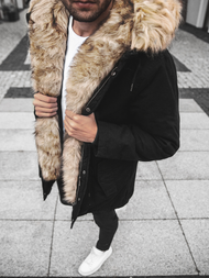 Férfi téli parka kabát fekete OZONEE O/5578Z