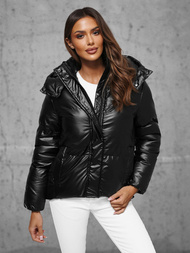 Női téli kabát fekete OZONEE JS/5M3185/392