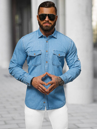 Férfi Farmer Ing Kék OZONEE O/225145