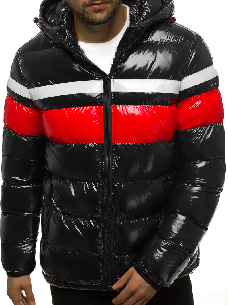 Férfi steppelt téli kabát fekete OZONEE N/6463