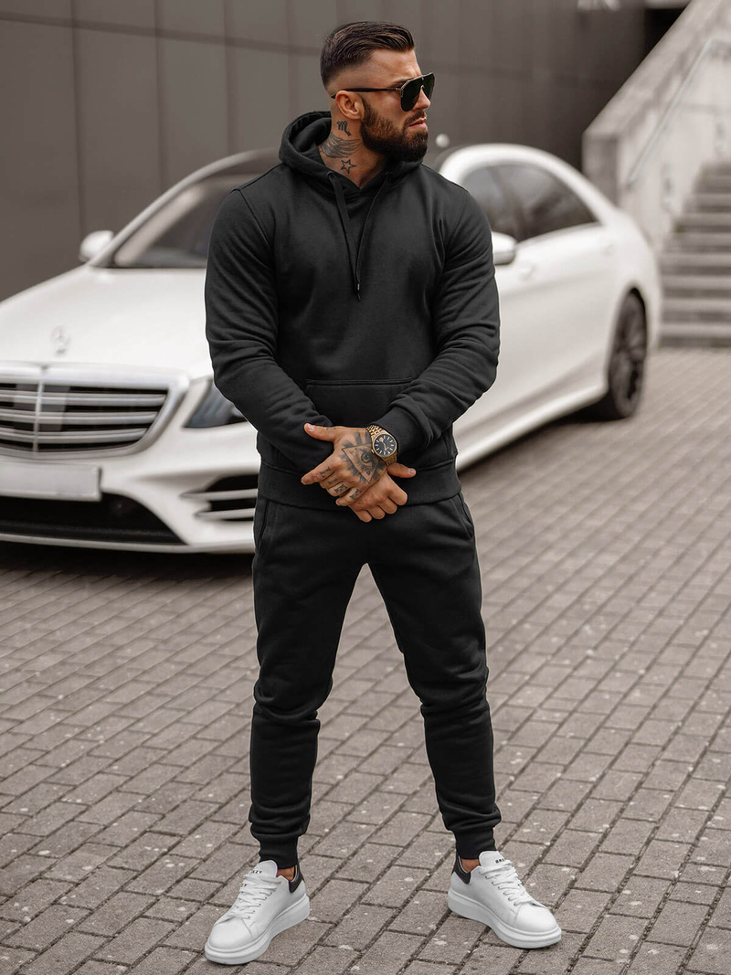 Férfi melegítő együttes Fekete OZONEE JS/68C10381/3Z