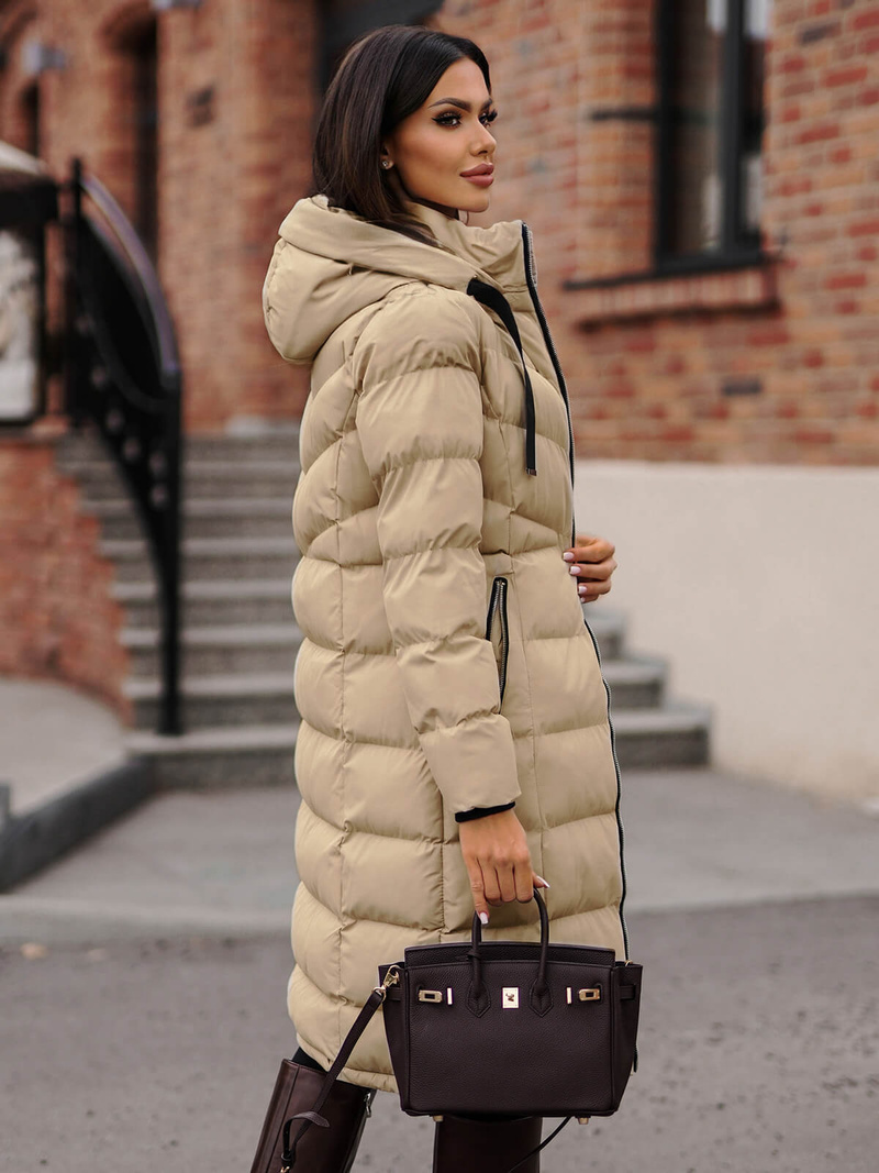 Női téli kabát bézs OZONEE JS/M736/62Z