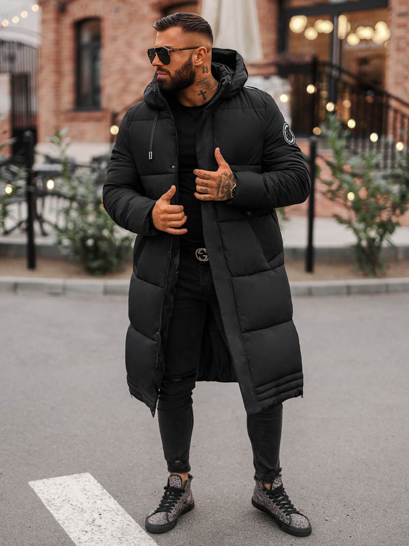 Férfi téli kabát fekete OZONEE JS/19M1290/392