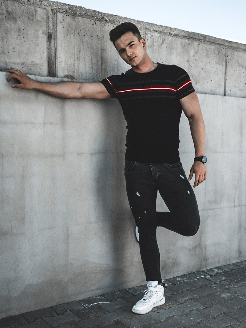 Férfi blúz Fekete OZONEE L/2296