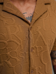 Férfi ing rövid ujjal barna OZONEE O/B2256