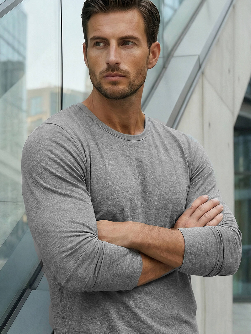 Férfi hosszú ujjú póló grafit OZONEE JS/2088Z