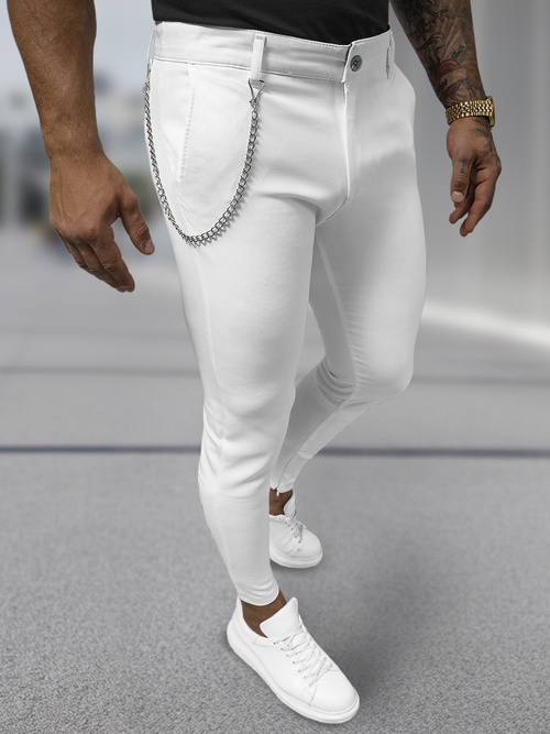 Férfi chino nadrág fehér OZONEE DJ/3300