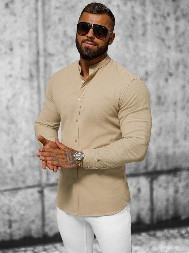 Férfi Ing Bézs OZONEE O/V56